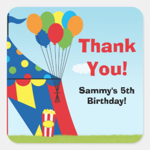 Carré Carnaval Anniversaire Fête Favoriser Sticker