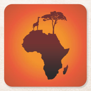 Carré Carte africaine de safari - dessous de verre de