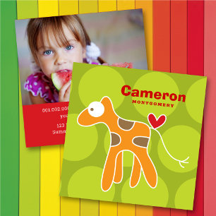 Carré Carte de visite avec photo de profil d'un enfant g