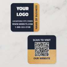 Carte de visite carrée Code QR Or Navy Executive |