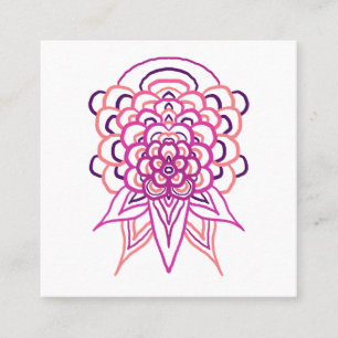 Carré Carte de visite carrée mandala floral rose Boho