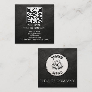 Carré Carte de visite carrée QR Code noir moderne