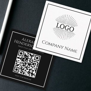 Carré Carte de visite code QR logo minimal noir blanc