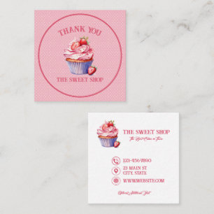 Carré Carte de visite de boulangerie Cupcake rose   Text