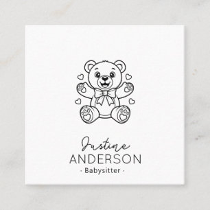 Carré Carte de visite de garde d'enfants Ourson Mignon
