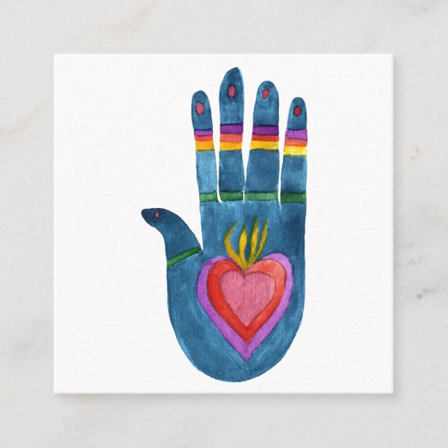 Carré carte de visite de main de guérison (Devant)