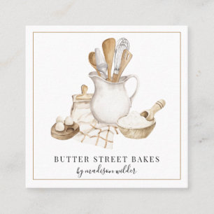 Carré Carte de visite des outils de boulangerie Baker