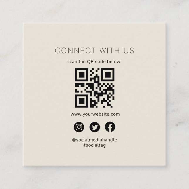 Carré Carte de visite du code QR des médias sociaux (Devant)