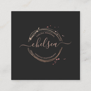 Carré Carte de visite du logo rose Gold