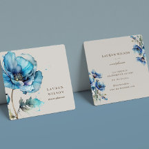 Carte de visite élégant de la fleur de pavot bleu