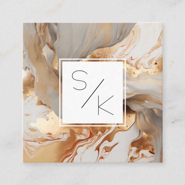 Carré Carte de visite en marbre Monogramme (Devant)