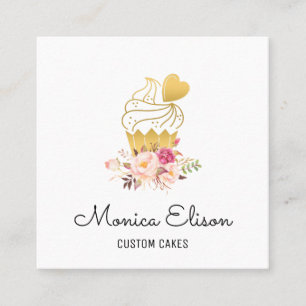 Carré carte de visite floral cupcake personnalisé