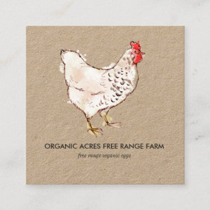 Carré Carte de visite Kraft   Illustration de poulet