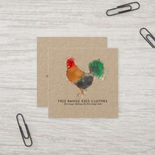 Carré Carte de visite Kraft   Illustration d'un coq
