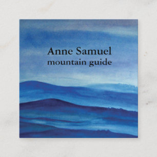 Carré Carte de visite moderne d'aquarelle bleue de