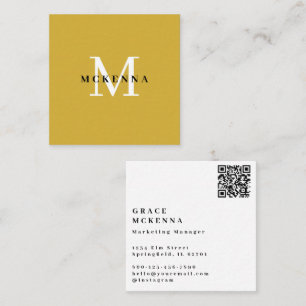 Carré Carte de visite moderne QR Code or et blanc