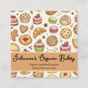 Carré Carte de visite pour boulangerie Cookies Pie Desse