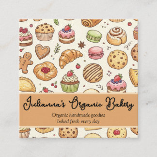 Carré Carte de visite pour boulangerie Cookies Pie Desse