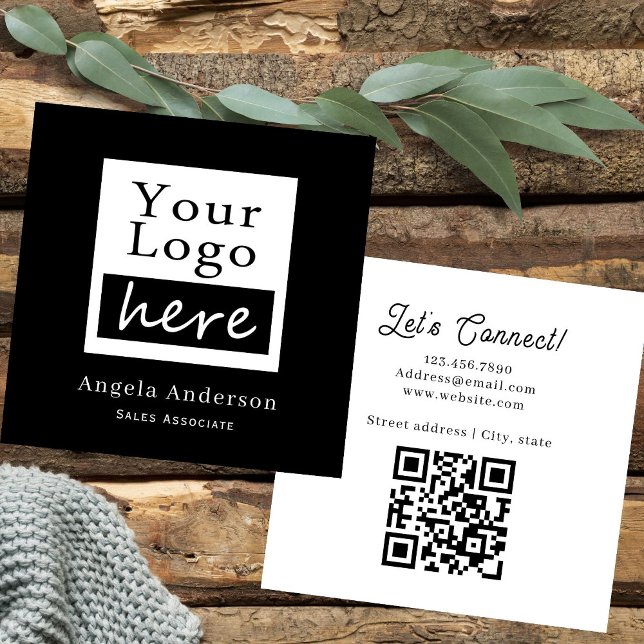 Carré Carte de visite QR Code avec logo simple (Créateur téléchargé)