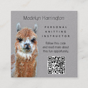 Carré Carte de visite QR code Professeur de tricot au la