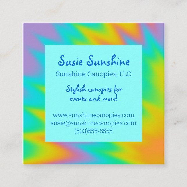 Carré Carte de visite Rainbow Tie Dye (Devant)