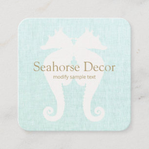 Carré Carte de visite simple Aqua Blue Seahorse