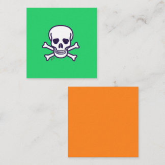 Carré Carte de visite verte et orange Skull n Bones