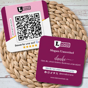 Carré Carte d'évaluation Google avec carte de visite QR