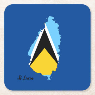 Carré Carte du drapeau de Sainte-Lucie Dessous de verre 