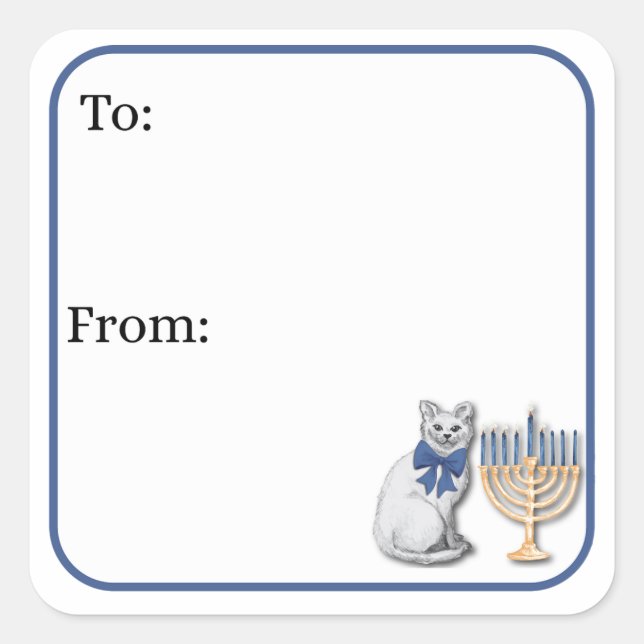 Carré Cat and a Menorah Sticker (Devant)