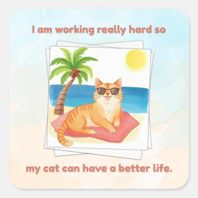 Carré Cat Better Life Sticker (Devant)
