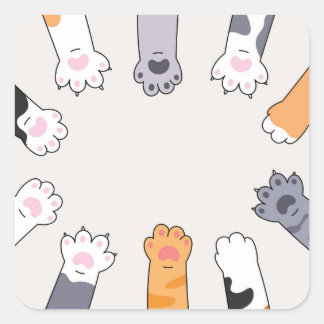 Carré Cat Paws Friendship Circle Sticker