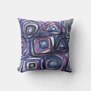 Carré & Cercles Retro Coussin couleur eau