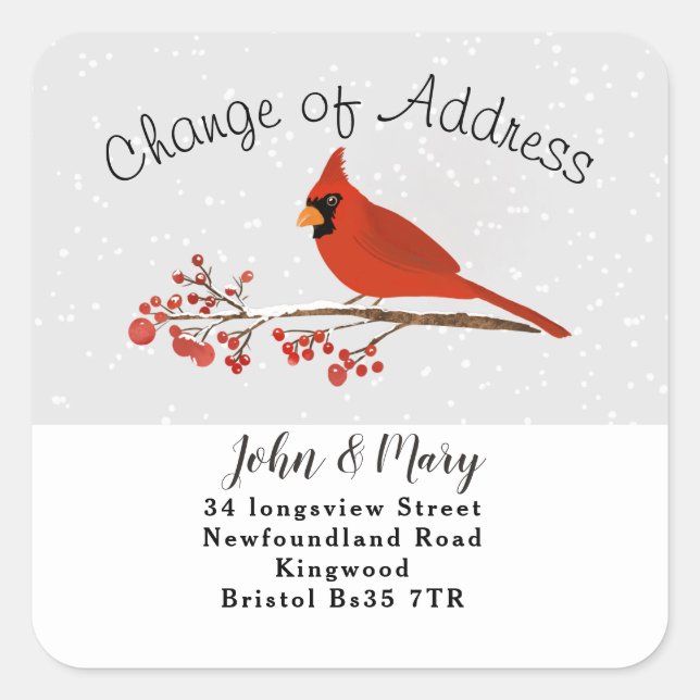 Carré Change of Address sticker cardinal (Devant)