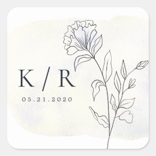 Carré Charming Botanics Élégant Sticker de mariage