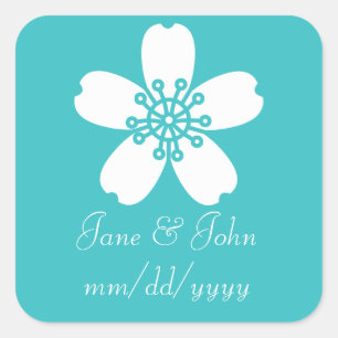 Carré Charming Sakura en Sticker Turquoise