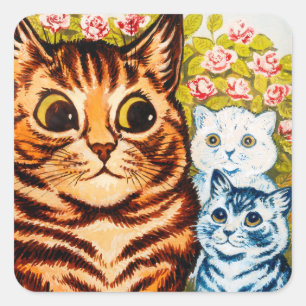 Carré Chat et deux chatons par Louis Wain Sticker Sheet