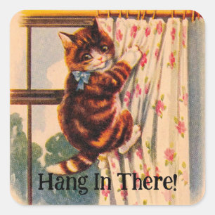 Carré Chaton vintage Sur Sticker De Rideau