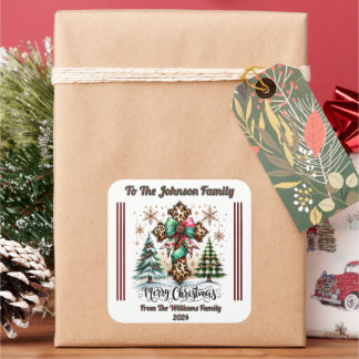 Carré Cheerful Merry Christmas Gift Sticker