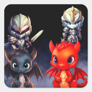 Carré chevaliers et dragons Sticker