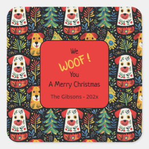 Carré Chiens de Noël mignon Sticker