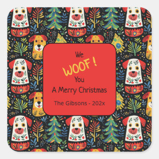 Carré Chiens de Noël mignon Sticker