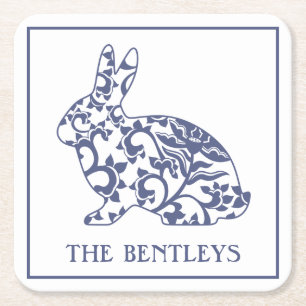 Carré Chinoiserie Bunny Rabbit Dessous de verre en papie