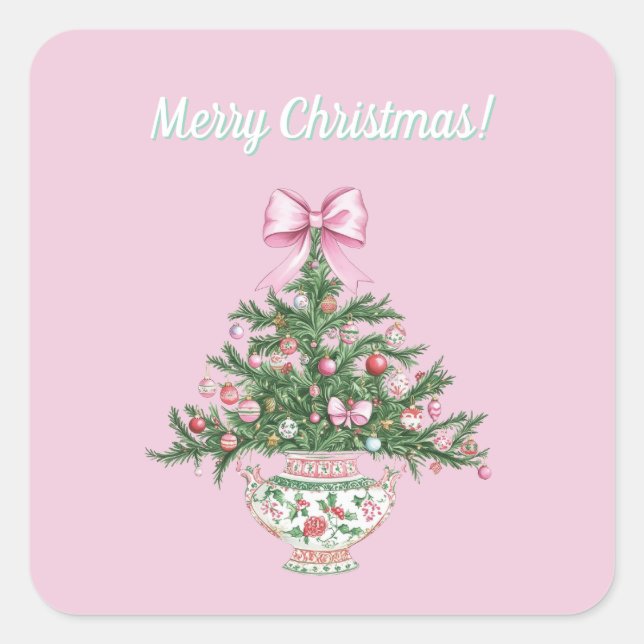 Carré Chinoiserie Design Christmas Sticker (Devant)
