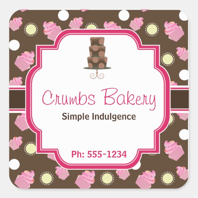 Carré Chocolat Cupcake et 3 Tier cake Bakery Sticker (Devant)