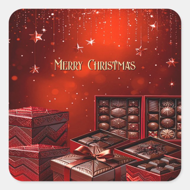 Carré Chocolate Candy Christmas Holiday Sticker (Devant)