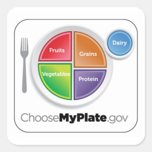 Carré Choisissez MyPlate Sticker - Blanc