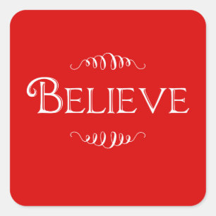 Carré Christmas Believe Red sticker