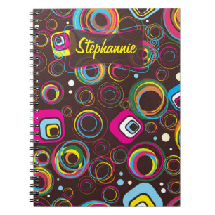 carré circulaire rétro des années 1970 1950 Carnet