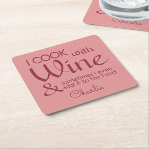 Carré Citation de vin dessous de verre de papier de nom